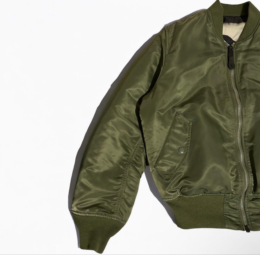 【希少】リバーシブル ALPHA MA-1 戦闘機柄 セージグリーン カーキ　M
