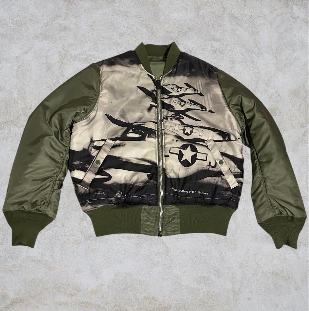 【希少】リバーシブル ALPHA MA-1 戦闘機柄 セージグリーン カーキ　M