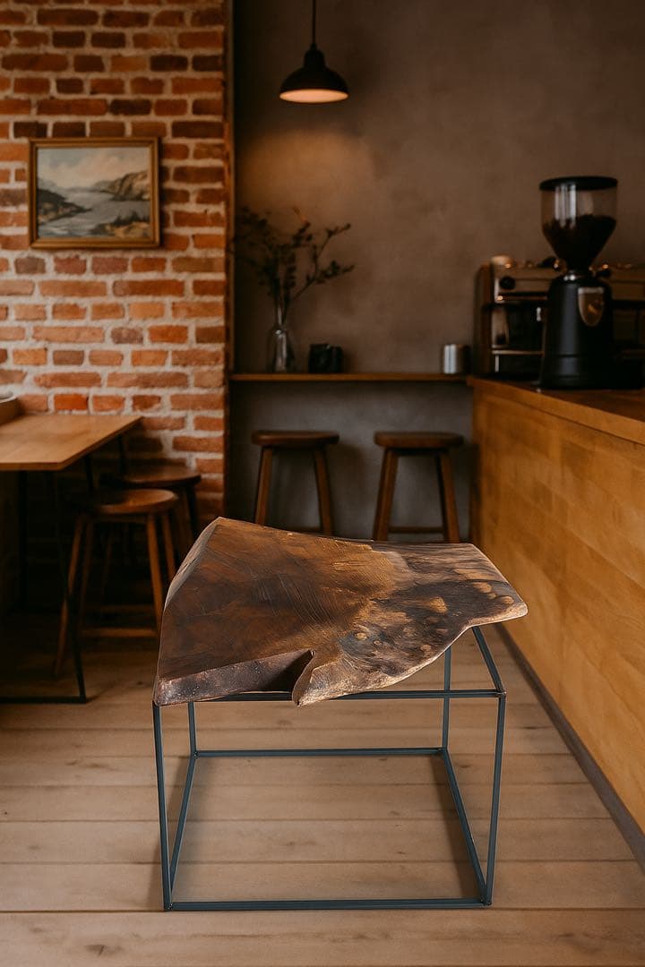 【早い者勝ち！SALE！】ウォールナット　一枚板テーブル　アイアン脚　花台