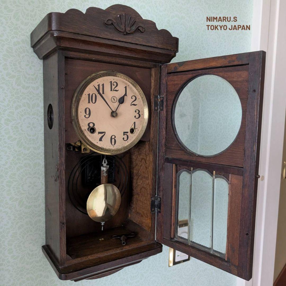 アンティーク掛時計　古時計ゼンマイ掛時計　振り子時計