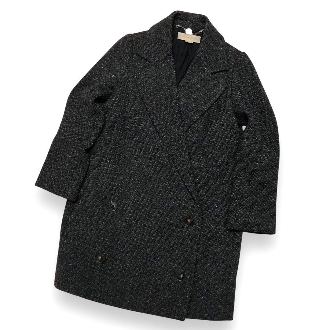 ★美品★ステラマッカートニー ツイードチェスターコート ダブル グレー 36 M