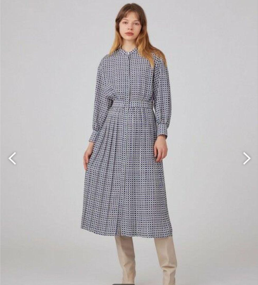 トゥモローランドカラーグリッドプリント プリーツワンピース