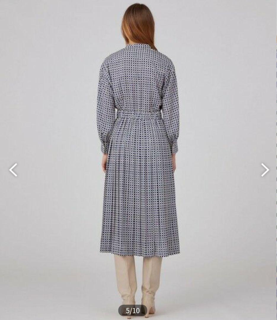 トゥモローランドカラーグリッドプリント プリーツワンピース