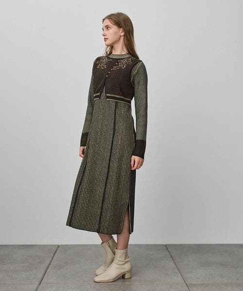 PUBLIC TOKYO エンブロイダリーニットワンピース