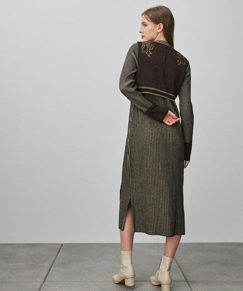 PUBLIC TOKYO エンブロイダリーニットワンピース