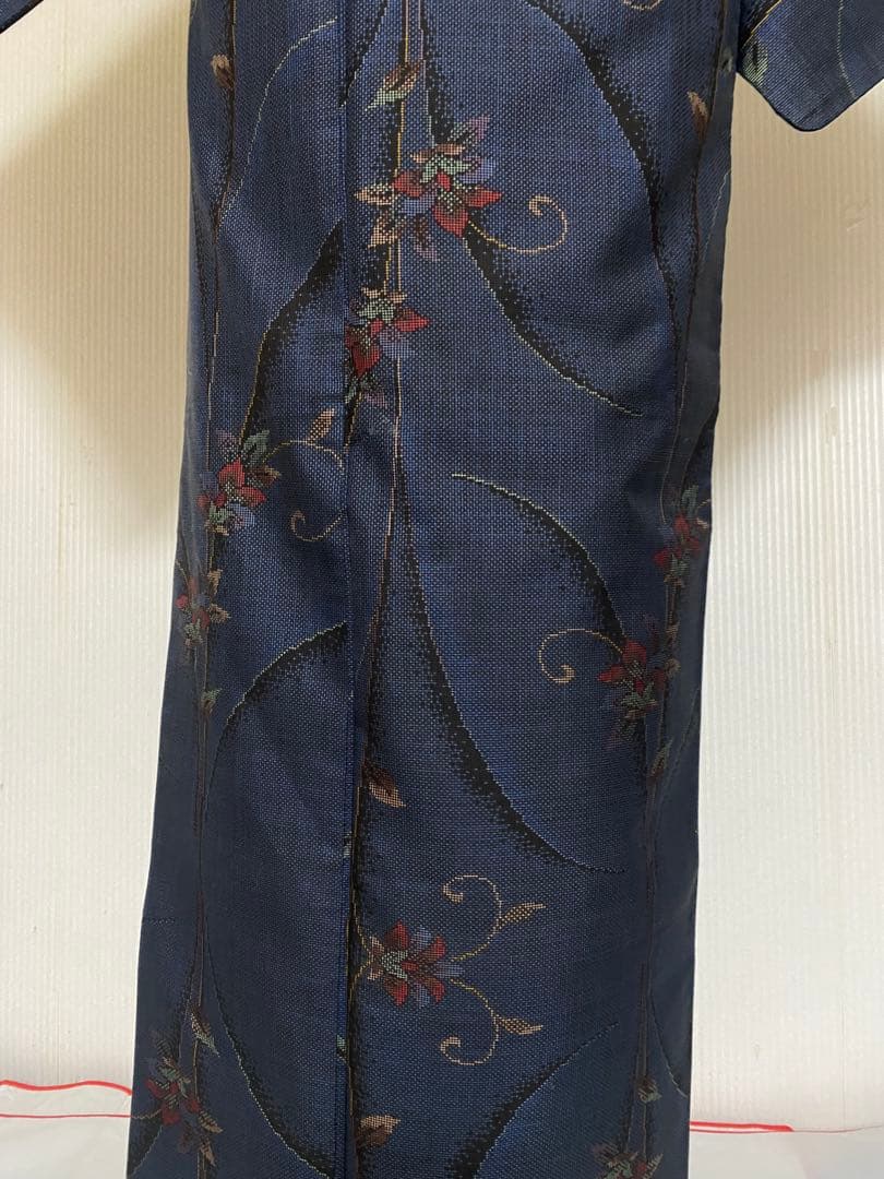 トールサイズ　本場奄美大島紬　正絹　花唐草　裄71　身丈171