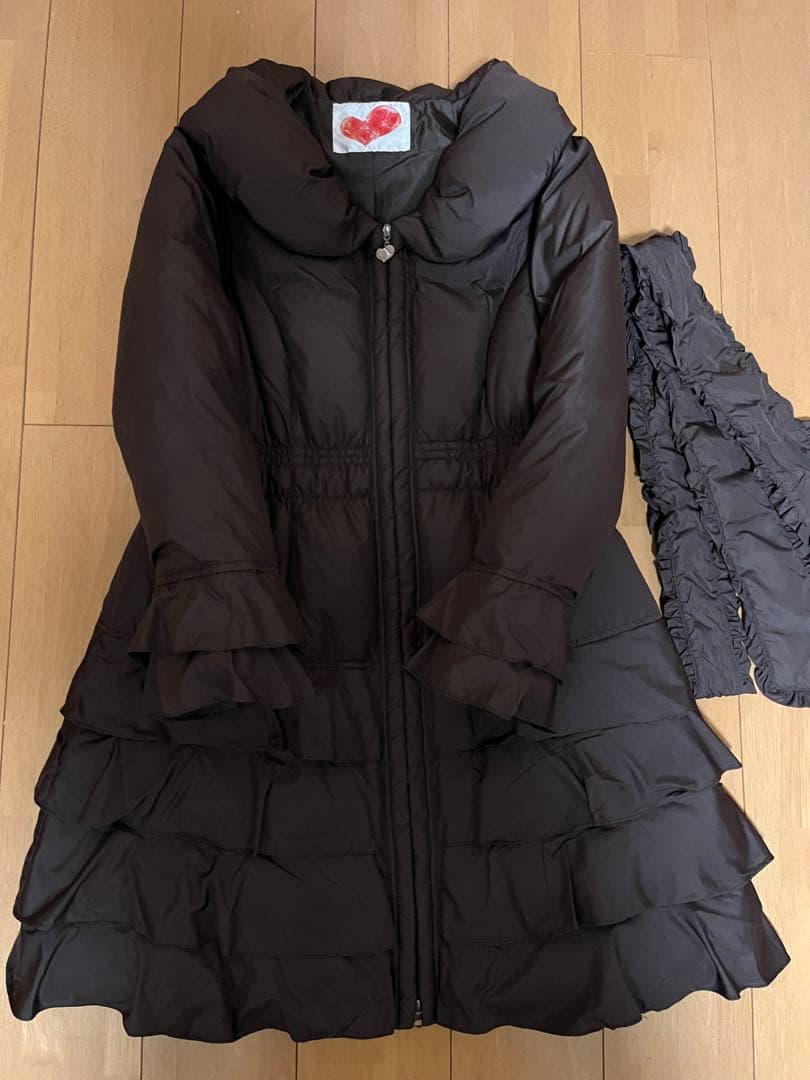 ❤️新品タグ付き＆Love❤️ダウンコート LL 美シルエット Aライン フリル