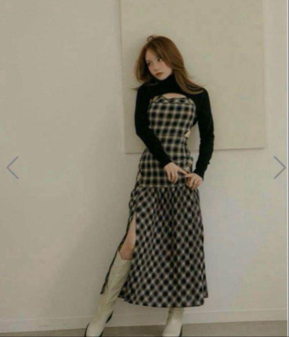 ANDMARY アンナチェックドレス ブラック