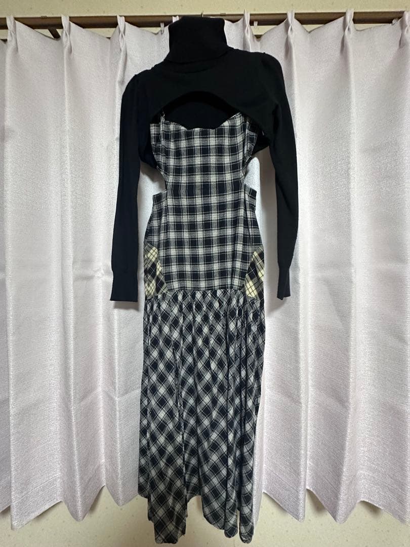 ANDMARY アンナチェックドレス ブラック