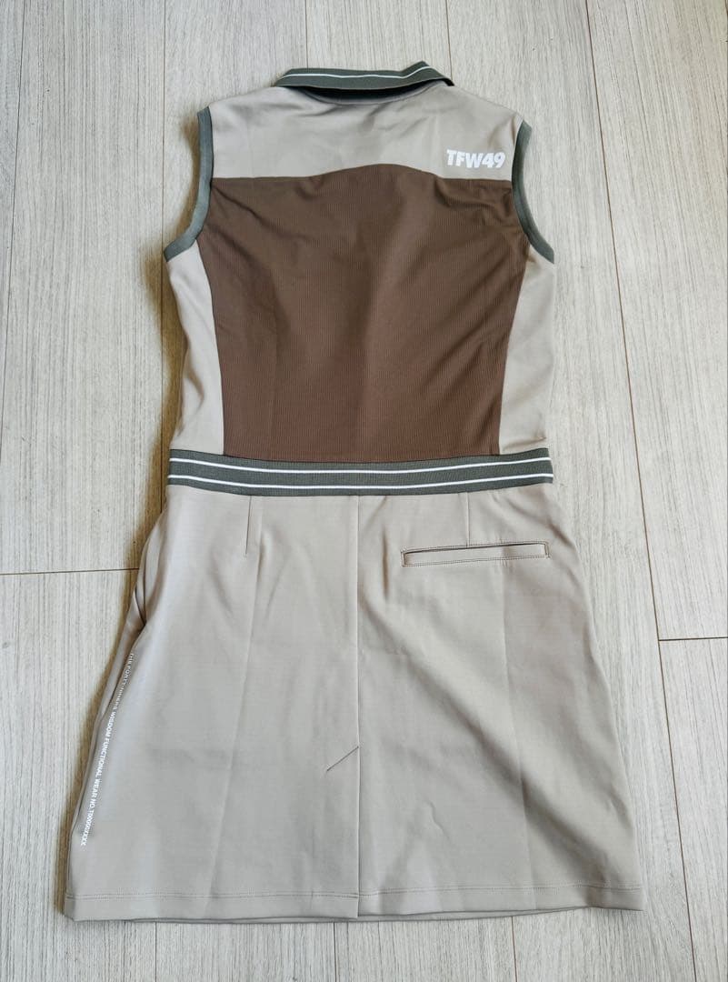 TFW49 SLEEVELESS ONEPIECEベージュポロワンピースサイズM