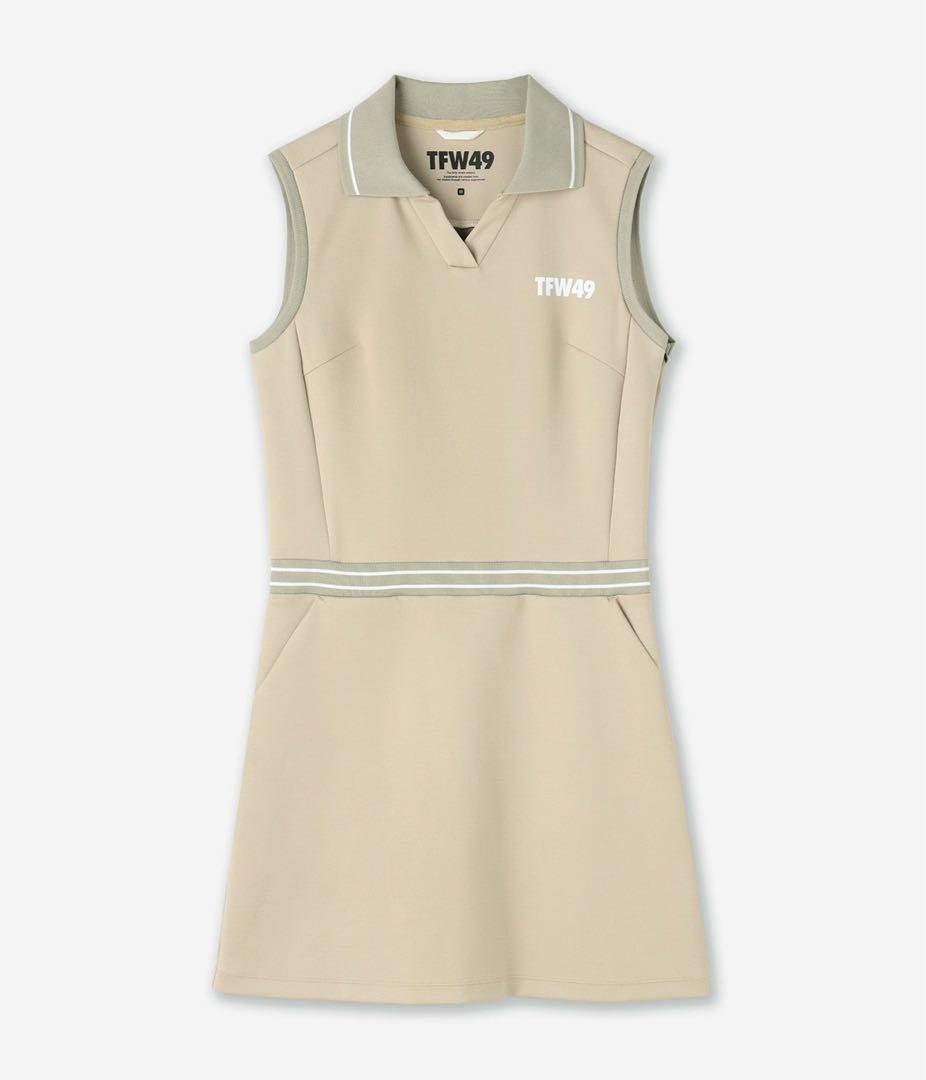 TFW49 SLEEVELESS ONEPIECEベージュポロワンピースサイズM