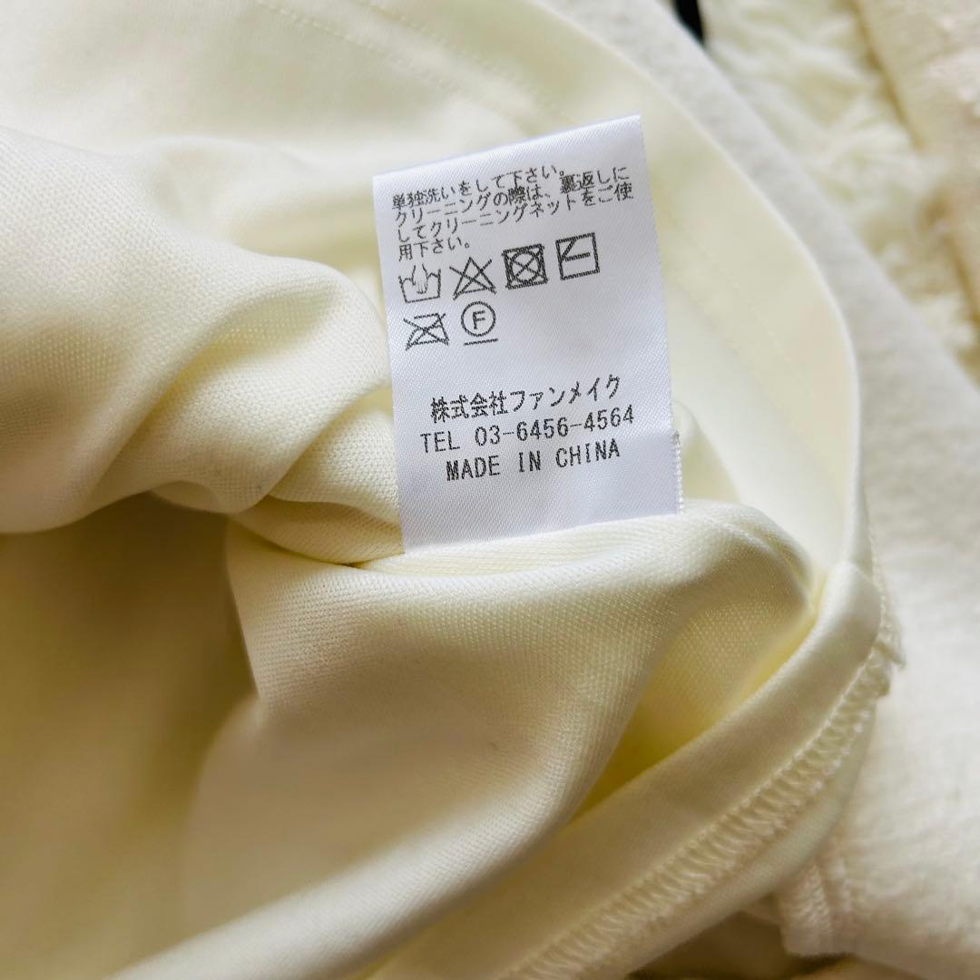 ワンピース Mme eme Ribbon trim tweed mini onepiece