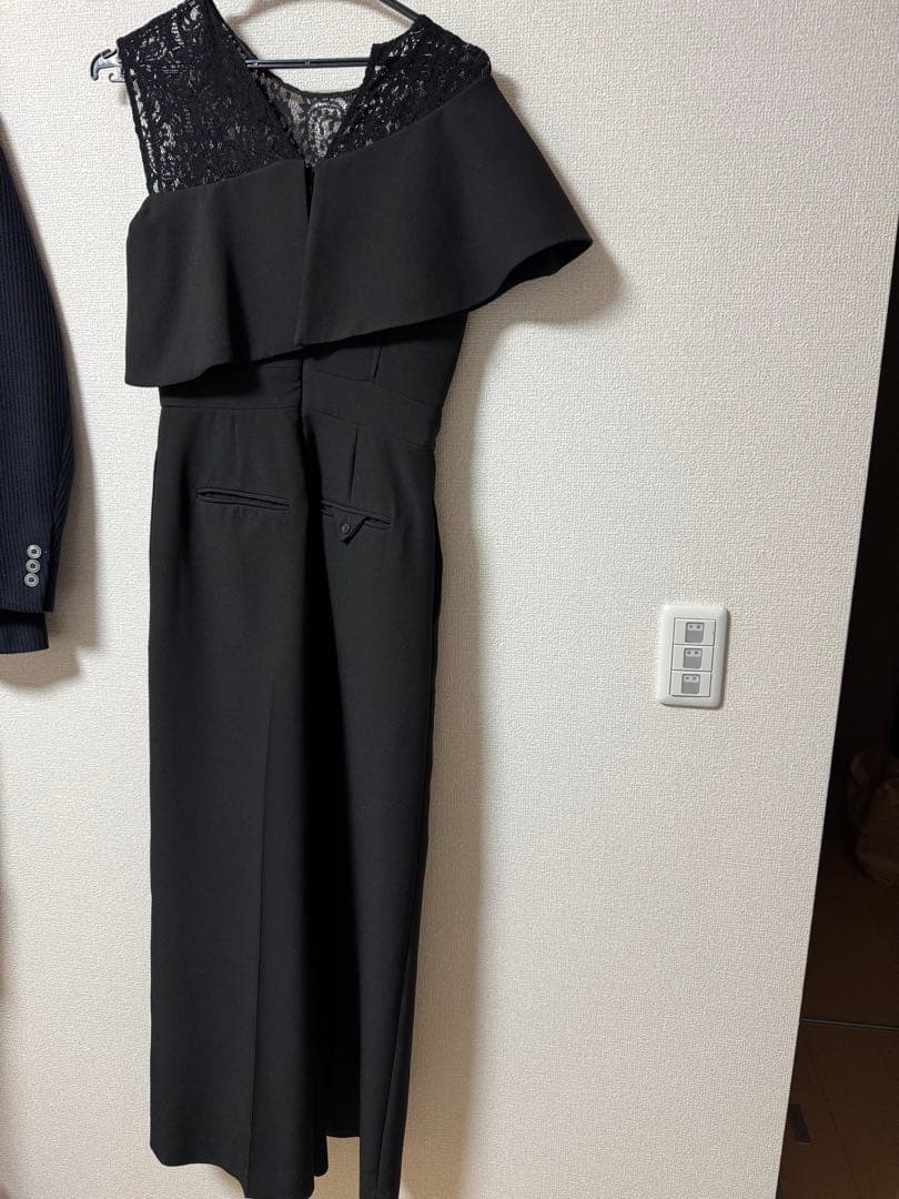 ブラックレースフリルオールインワン