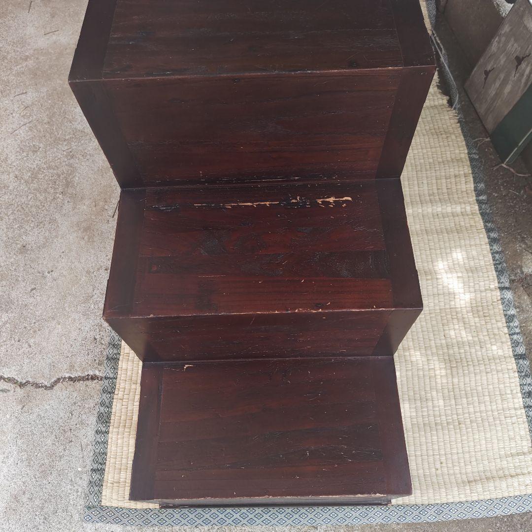 昭和レトロ　階段桐タンス　飾り棚　古民家　当時物　W117㌢