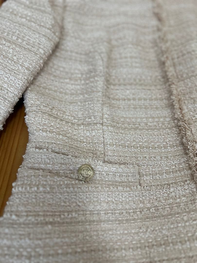 新品未使用タグ付き　EPOCA ４０　ノーカラーツイードジャケット　くすみピンク