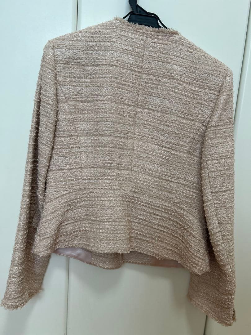 新品未使用タグ付き　EPOCA ４０　ノーカラーツイードジャケット　くすみピンク