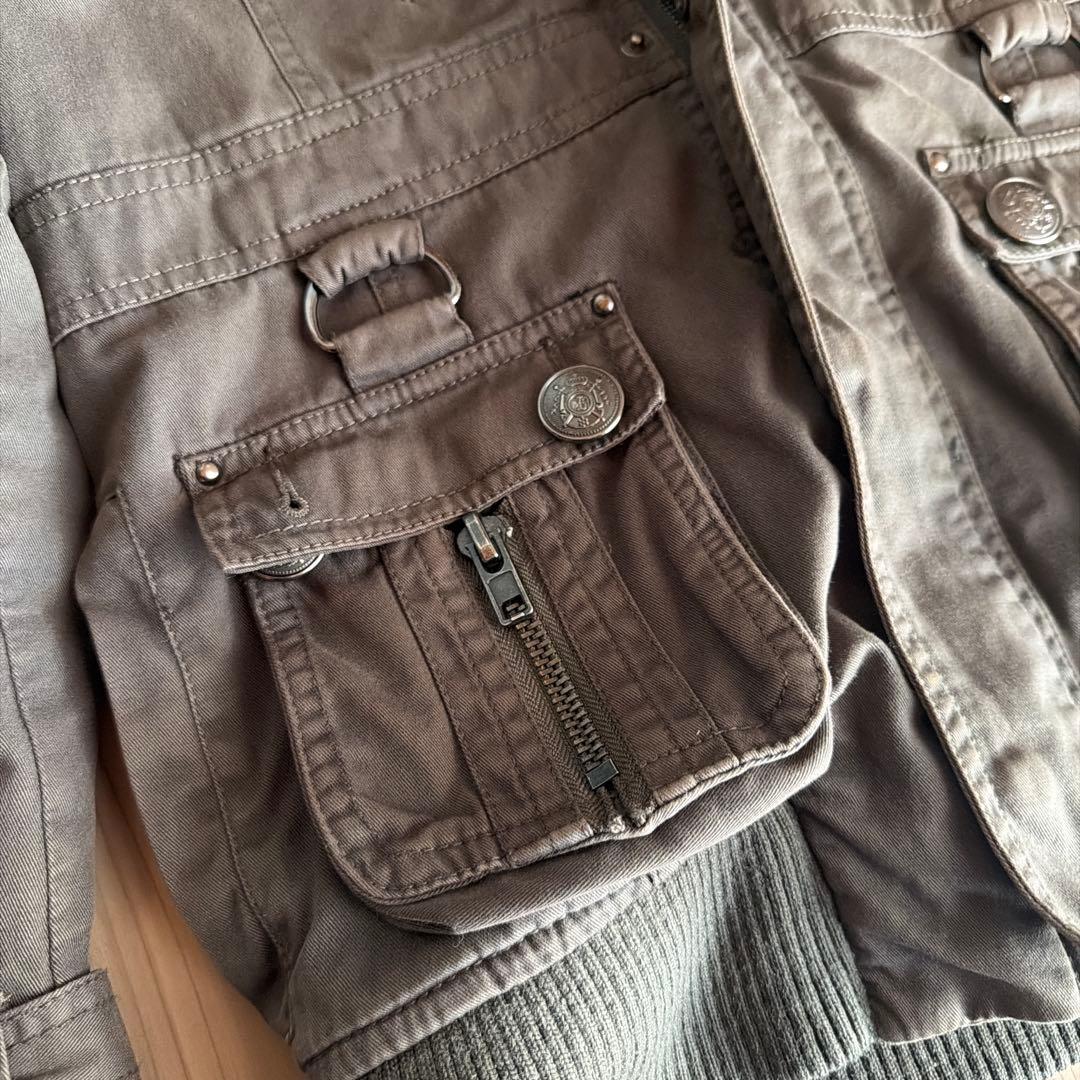 y2k darkcore グランジ 00sミリタリージャケット エディ期