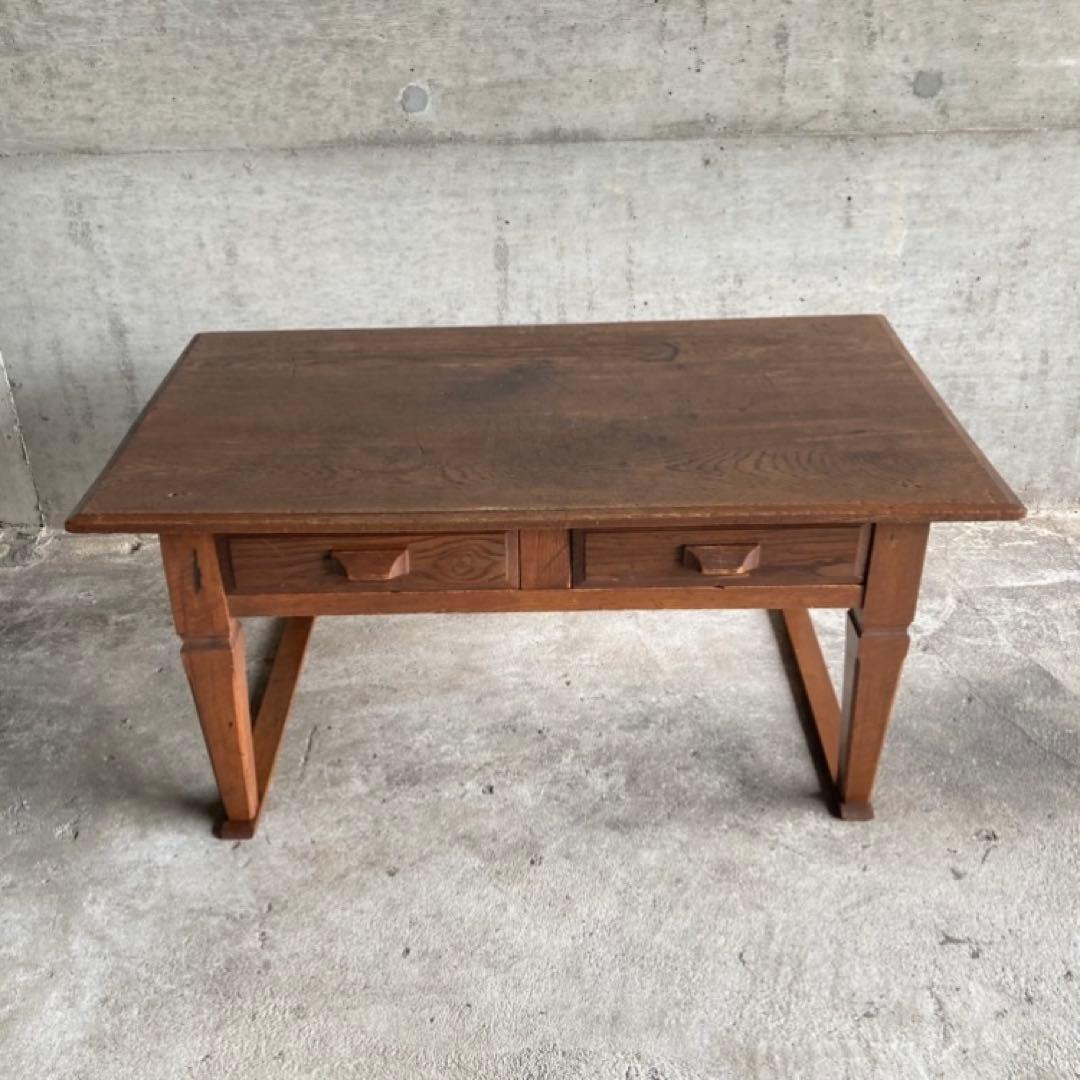 古い味のある文机 座卓 テーブル 引き出し 木製 和風 家具 古道具 レトロ