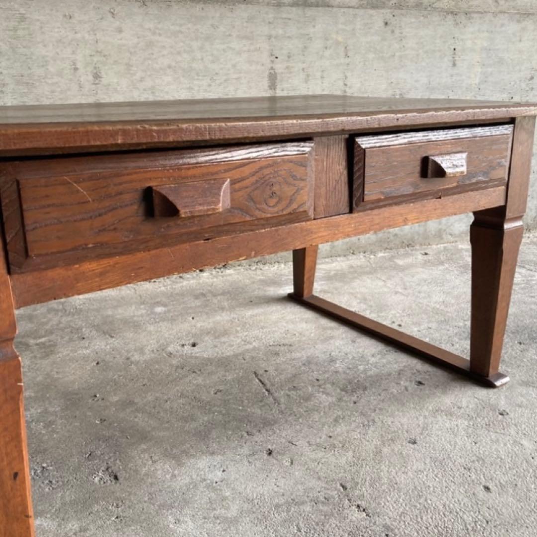 古い味のある文机 座卓 テーブル 引き出し 木製 和風 家具 古道具 レトロ