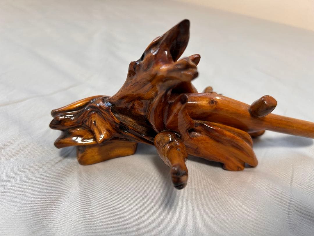 天然木 創作万力 ヘラブナ釣り 大砲型 根杢 美品