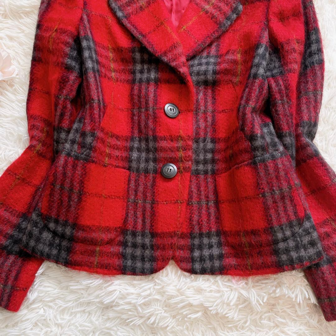 美品♡ マックスマーラ　テーラードジャケット　チェック柄　モヘヤ混　38