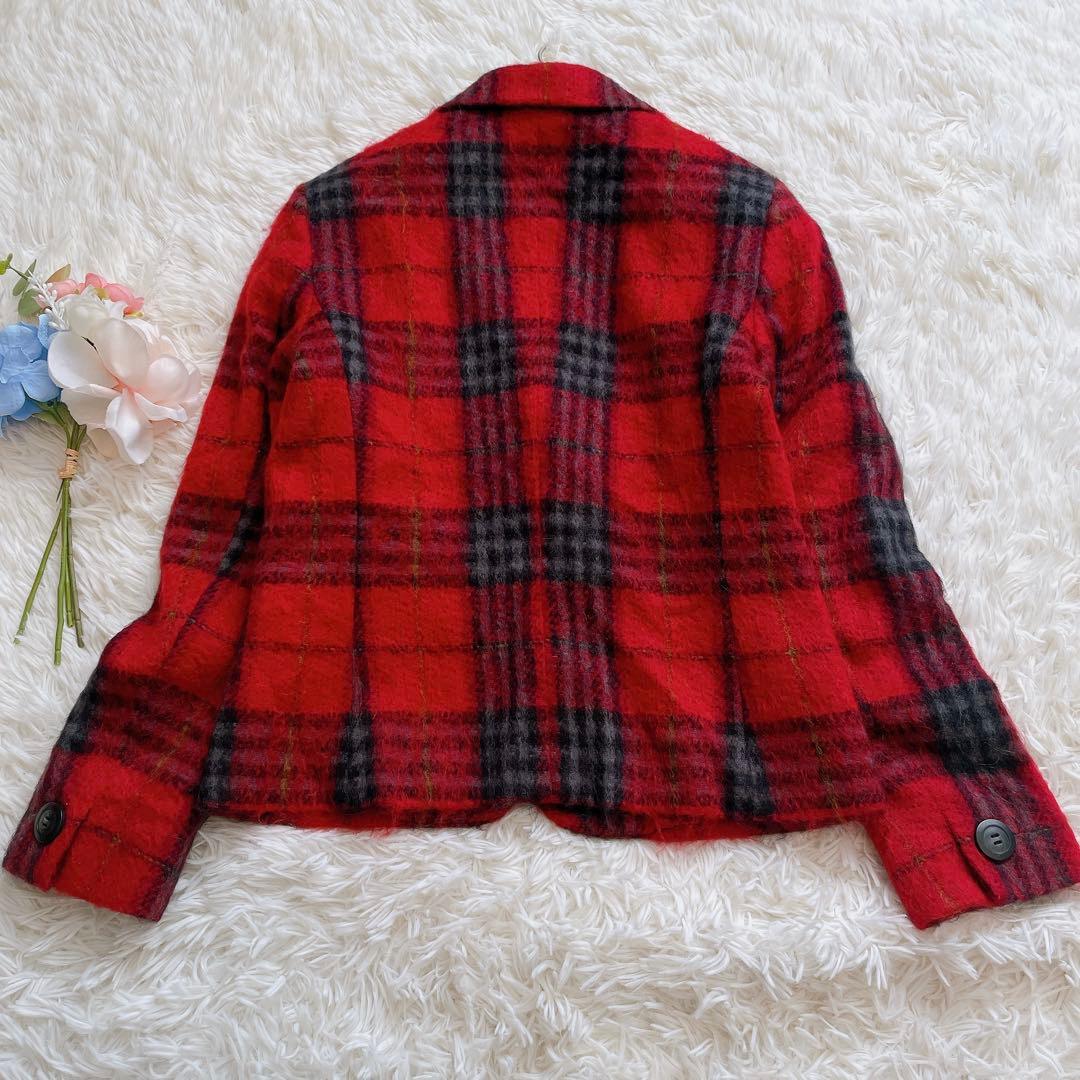 美品♡ マックスマーラ　テーラードジャケット　チェック柄　モヘヤ混　38