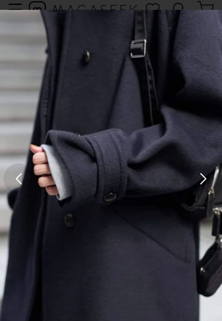 【美品】FRAMeWORK ラムウールMIXシャルムバルカラーコート ネイビー