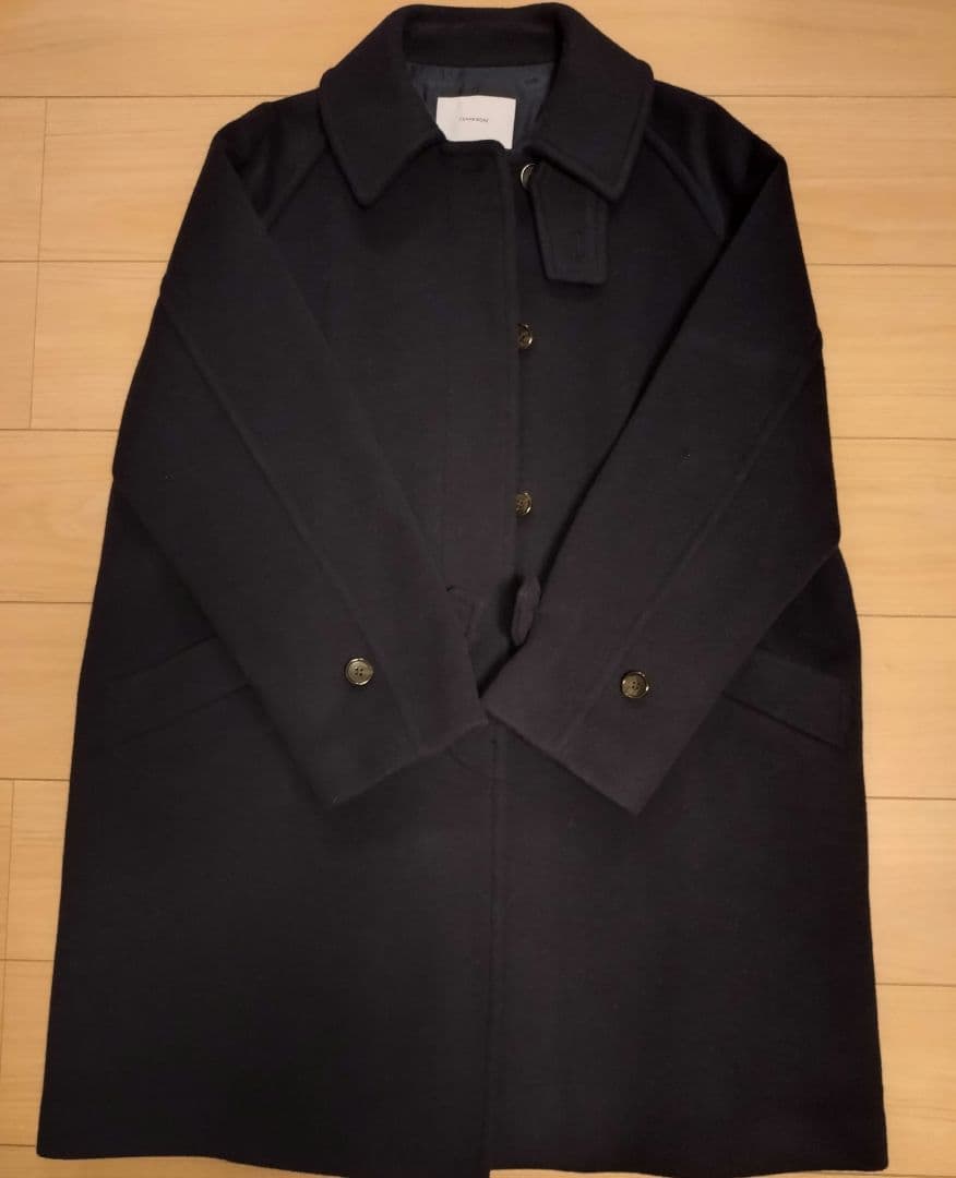 【美品】FRAMeWORK ラムウールMIXシャルムバルカラーコート ネイビー