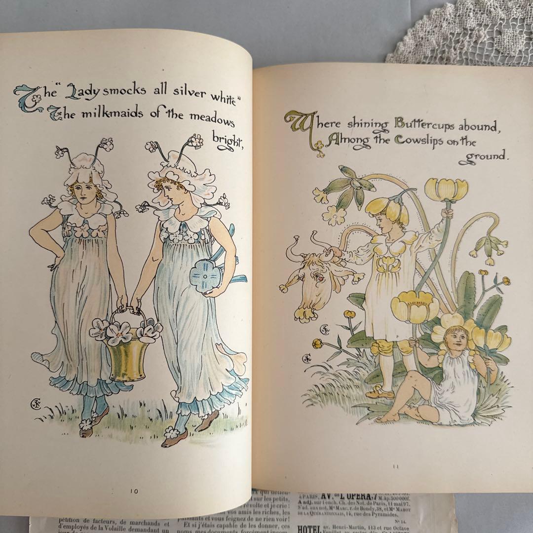 稀少1892年アンティーク美しい挿絵の絵本イギリス古書　洋書ジャンクジャーナルに