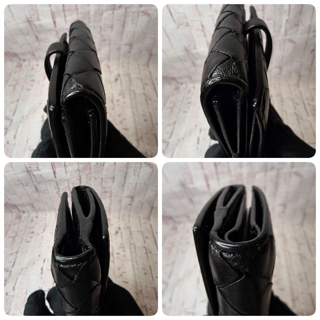 【美品】ボッテガヴェネタ二つ折ミニ財布 マキシイントレ レザー Wホック／黒A