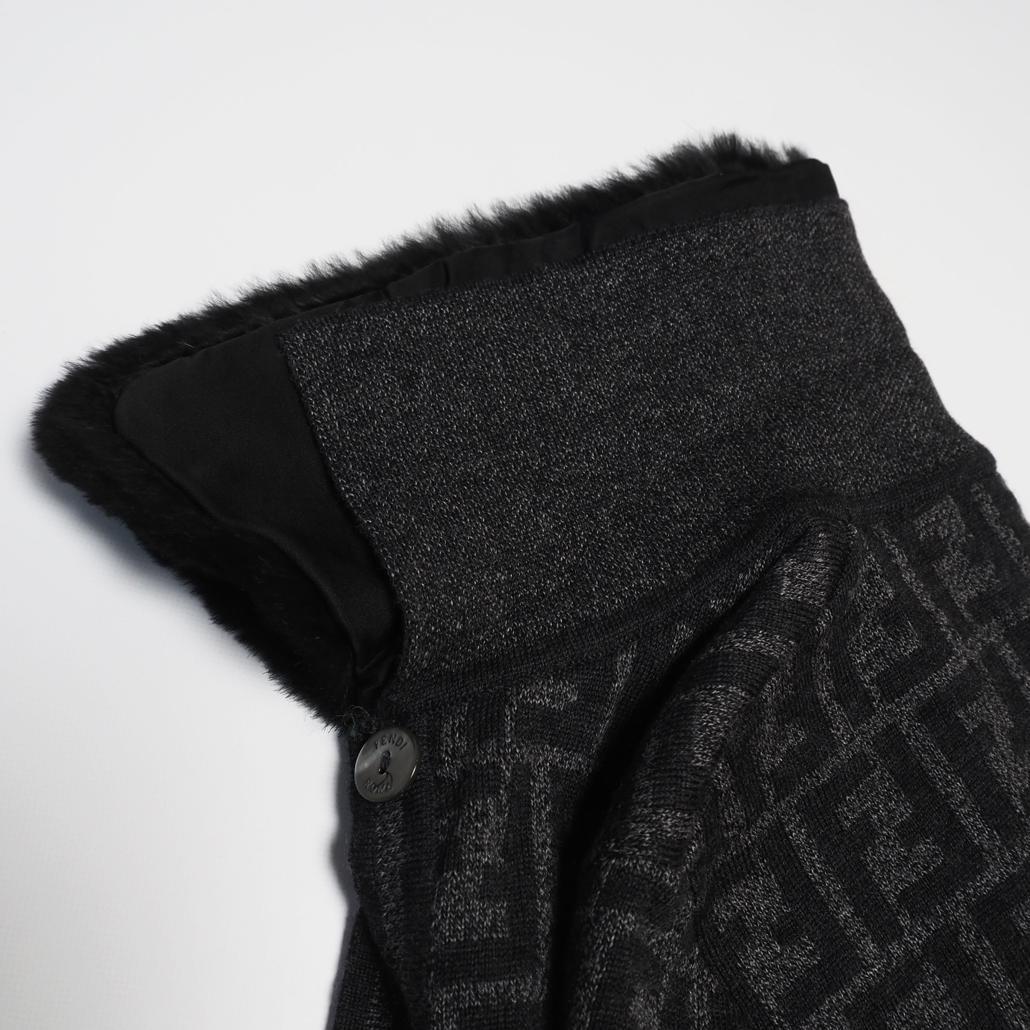 80s 90s FENDI ズッカ柄 ラビットファー ロゴ総柄ニットコート 42