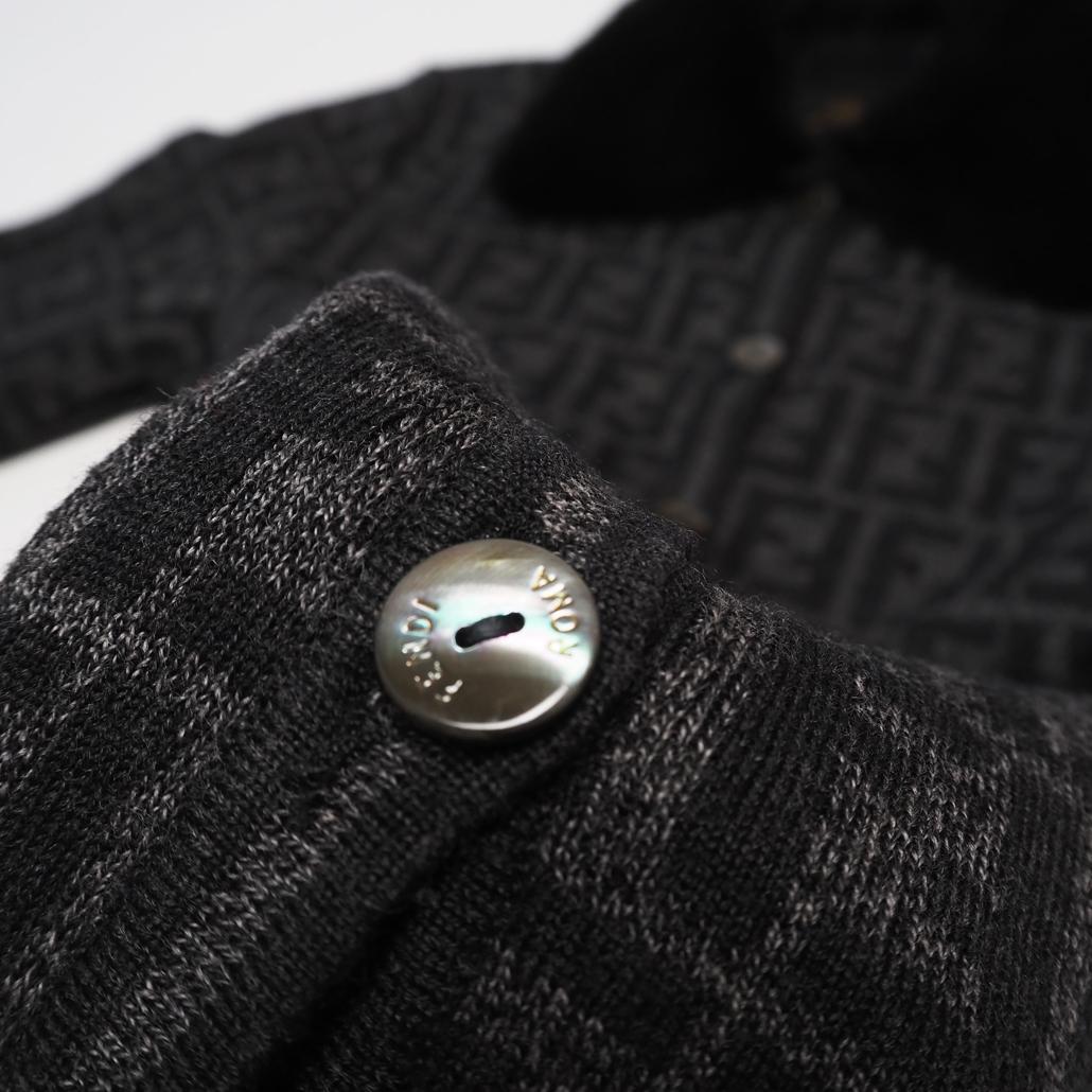 80s 90s FENDI ズッカ柄 ラビットファー ロゴ総柄ニットコート 42
