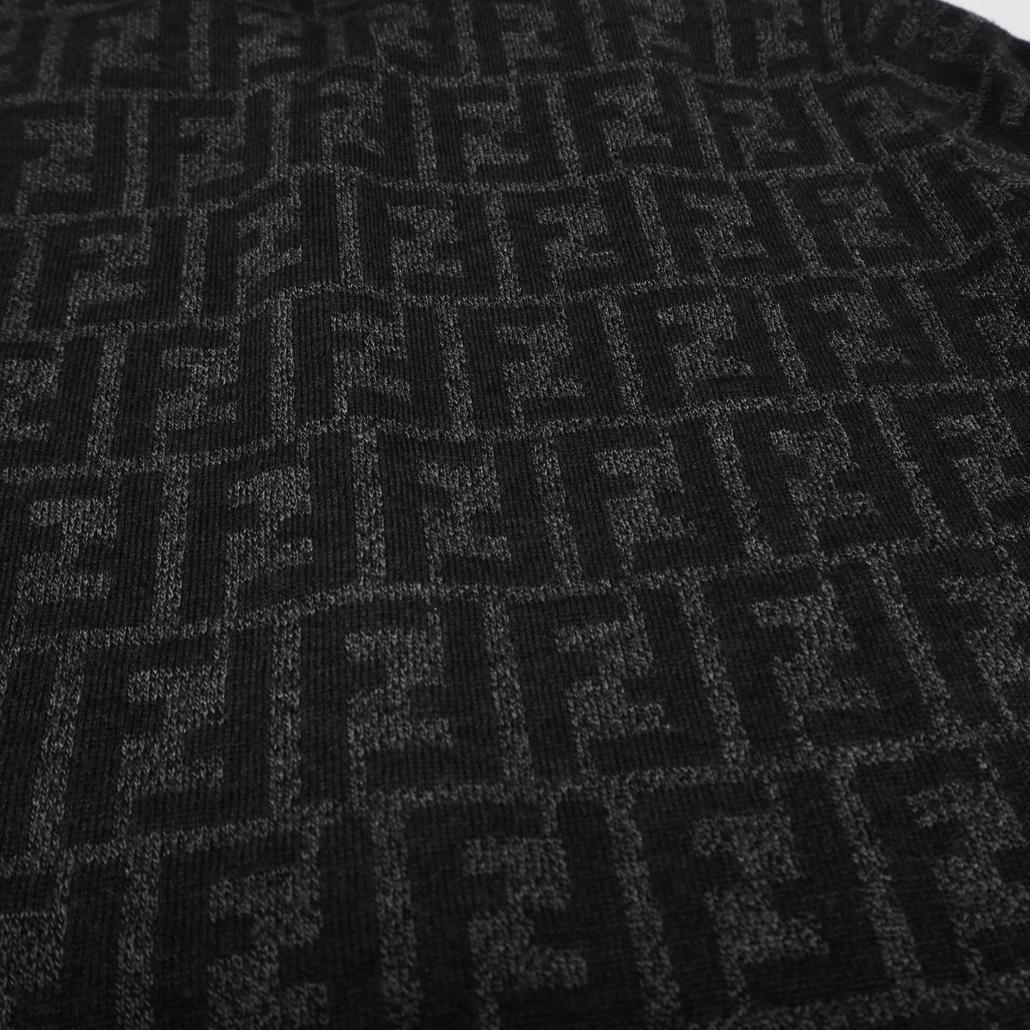 80s 90s FENDI ズッカ柄 ラビットファー ロゴ総柄ニットコート 42