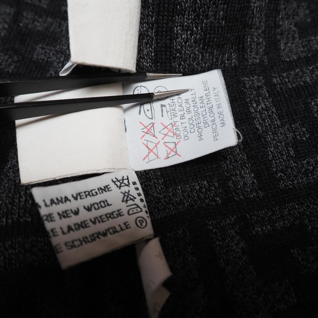 80s 90s FENDI ズッカ柄 ラビットファー ロゴ総柄ニットコート 42