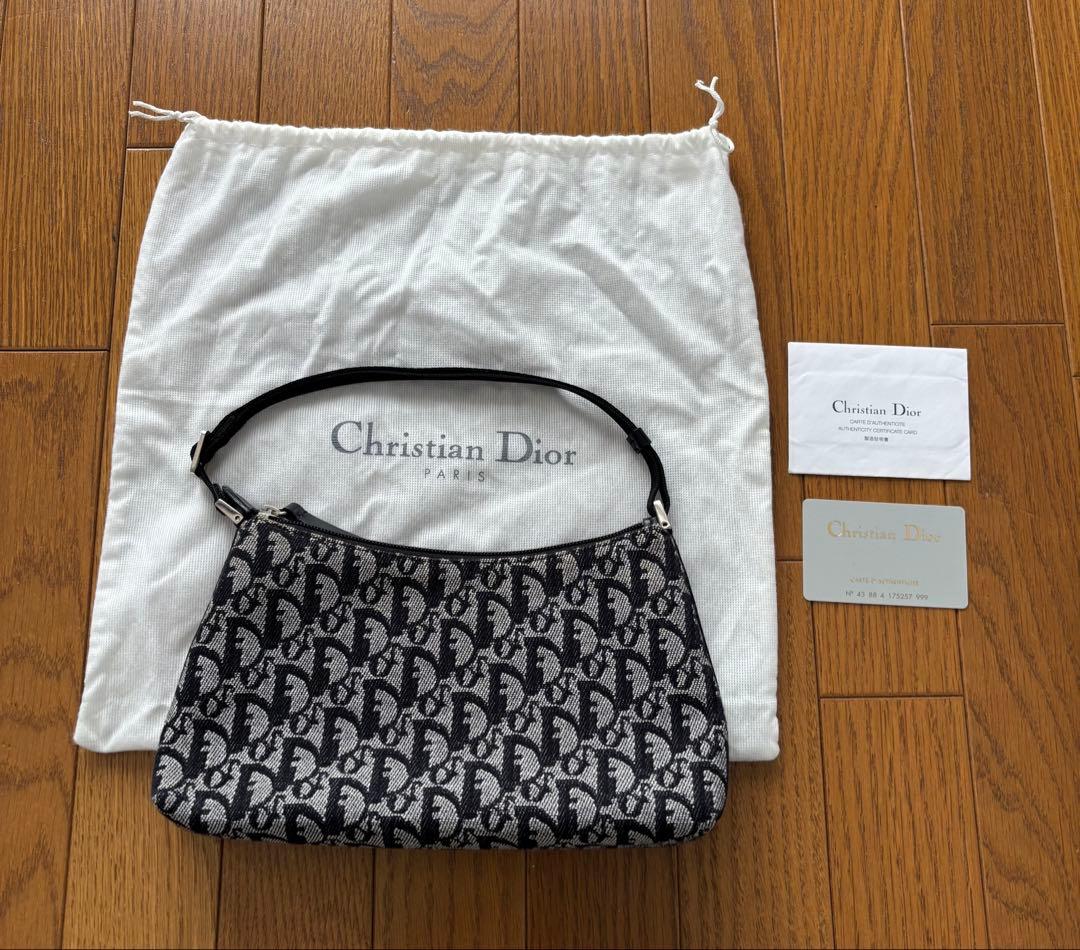 ビンテージ　ディオール トロッター柄黒ショルダーバッグ　ガリアーノ期