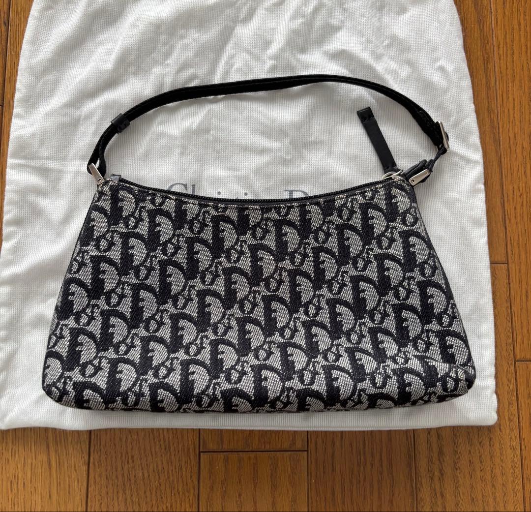 ビンテージ　ディオール トロッター柄黒ショルダーバッグ　ガリアーノ期
