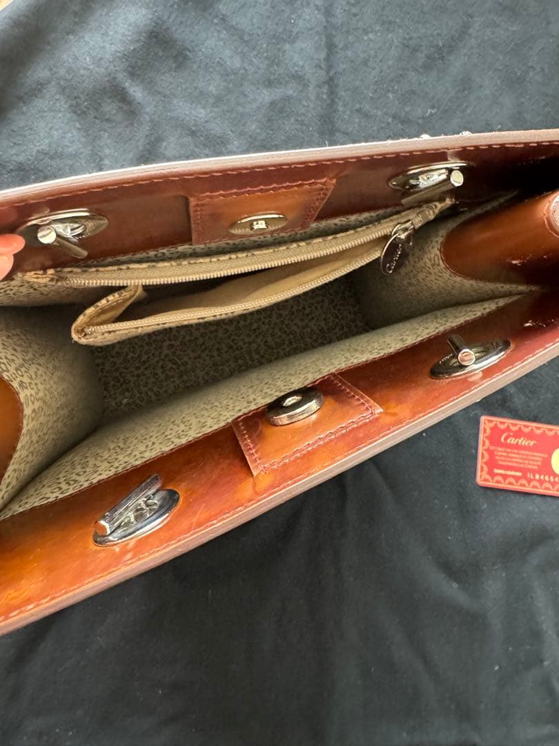 ヴィンテージCartier ブラウンレザートートバッグ