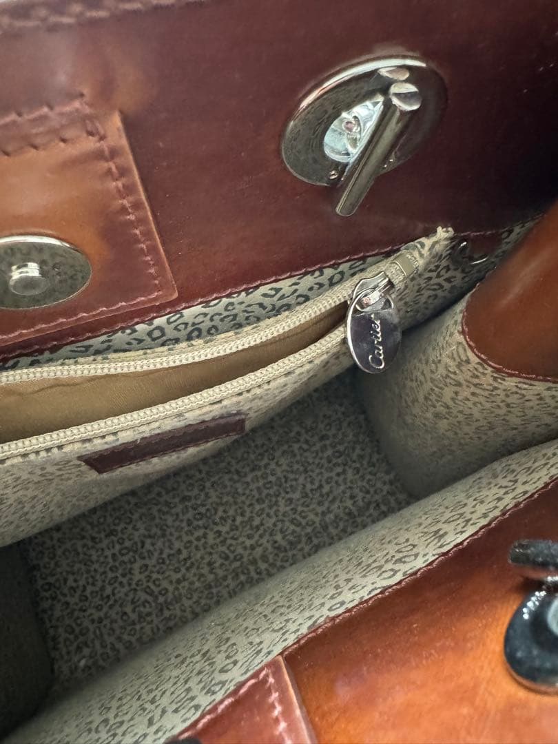ヴィンテージCartier ブラウンレザートートバッグ