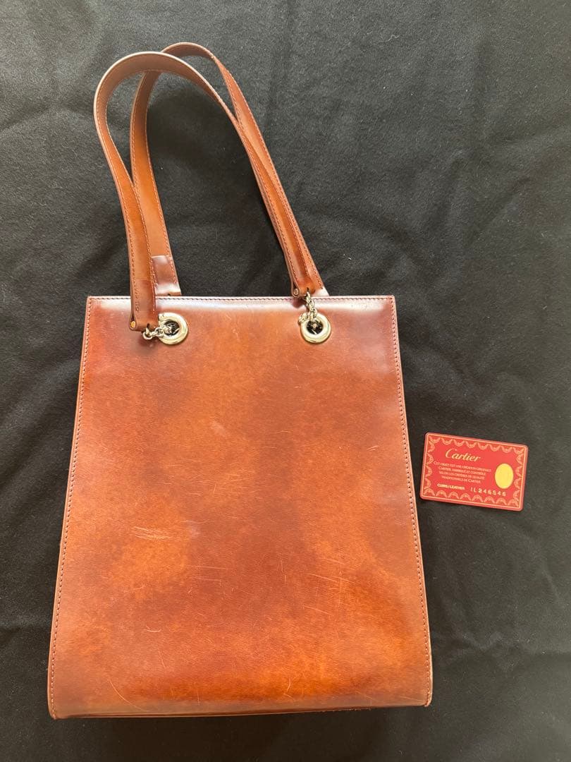 ヴィンテージCartier ブラウンレザートートバッグ