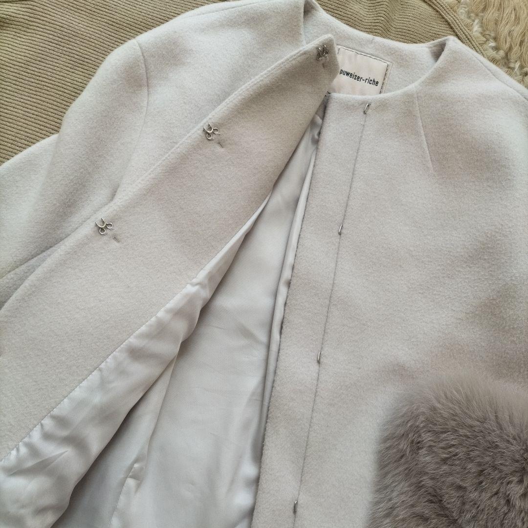 美品♡アプワイザーリッシェ　2WAY ファーノーカラーコート　ピンクベージュ S