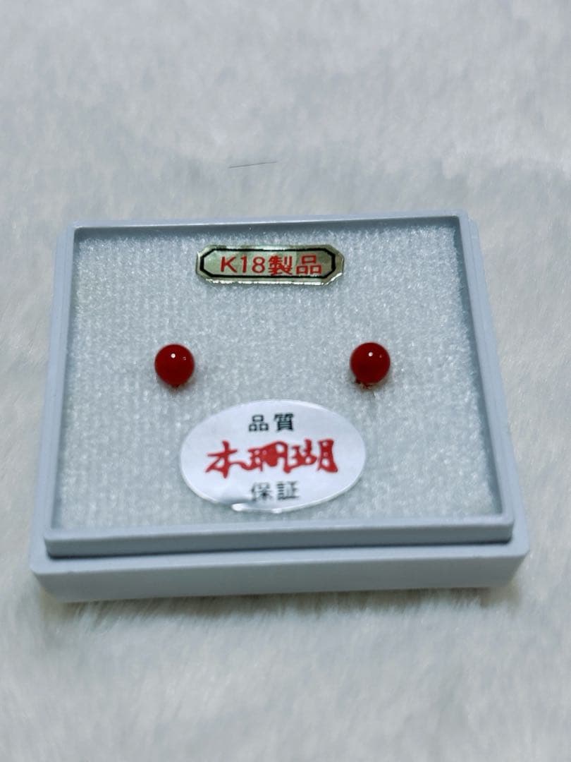 赤珊瑚　ピアス　K18 本珊瑚　18金