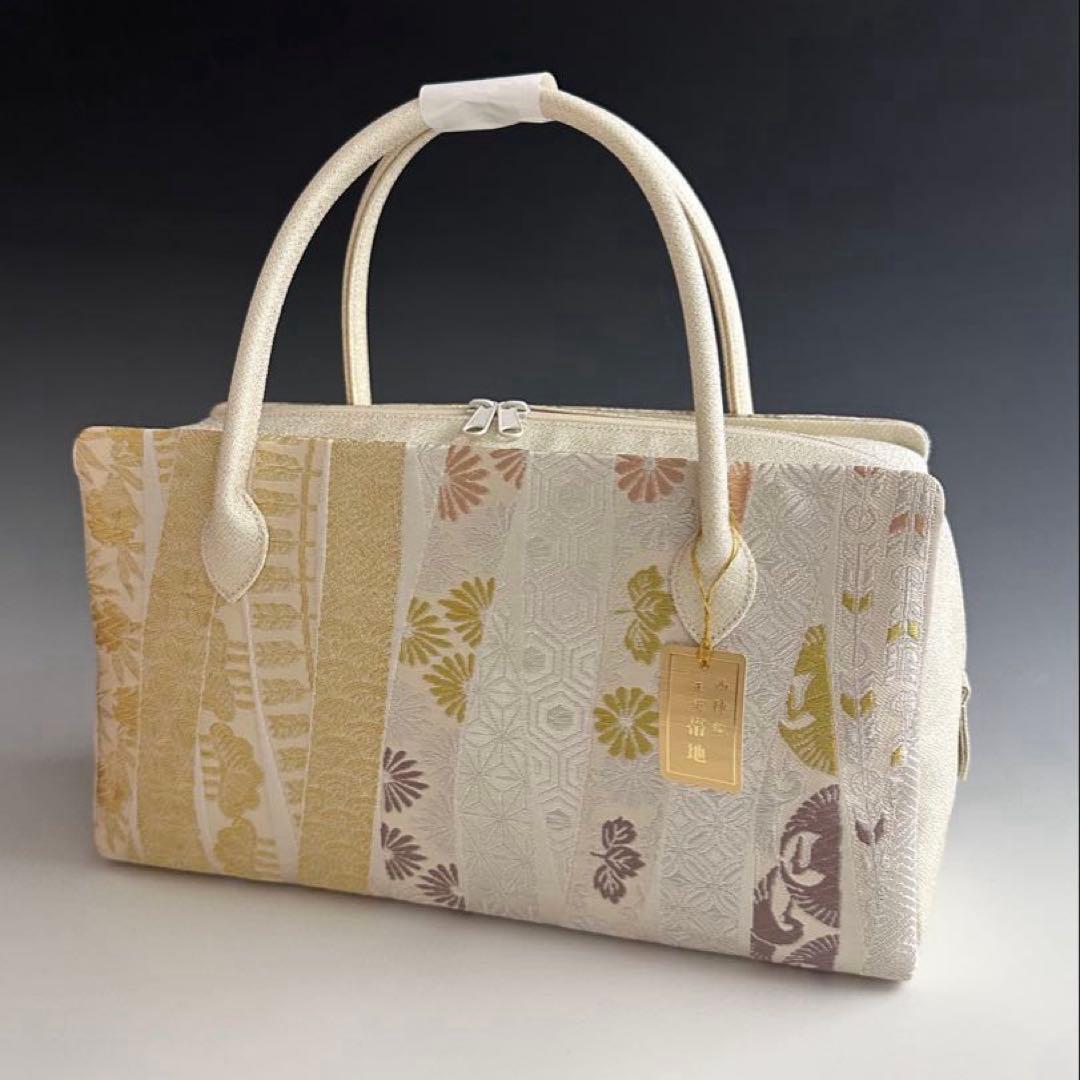 新品未使用品　京都 西陣織正絹帯地使用　利休バッグお茶席　25115