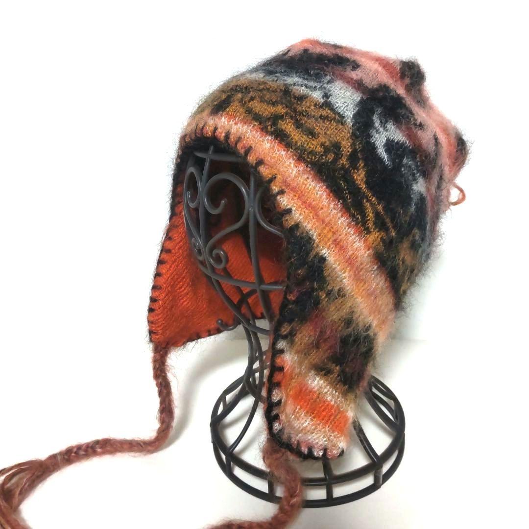 ヴィヴィアンウエストウッド ウール 耳付きニット帽 フリンジ 希少