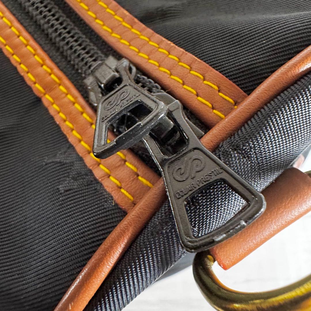 【美品】ハンティングワールド　ミニボストンバッグ　レザー　ナイロン　ロゴ　黒