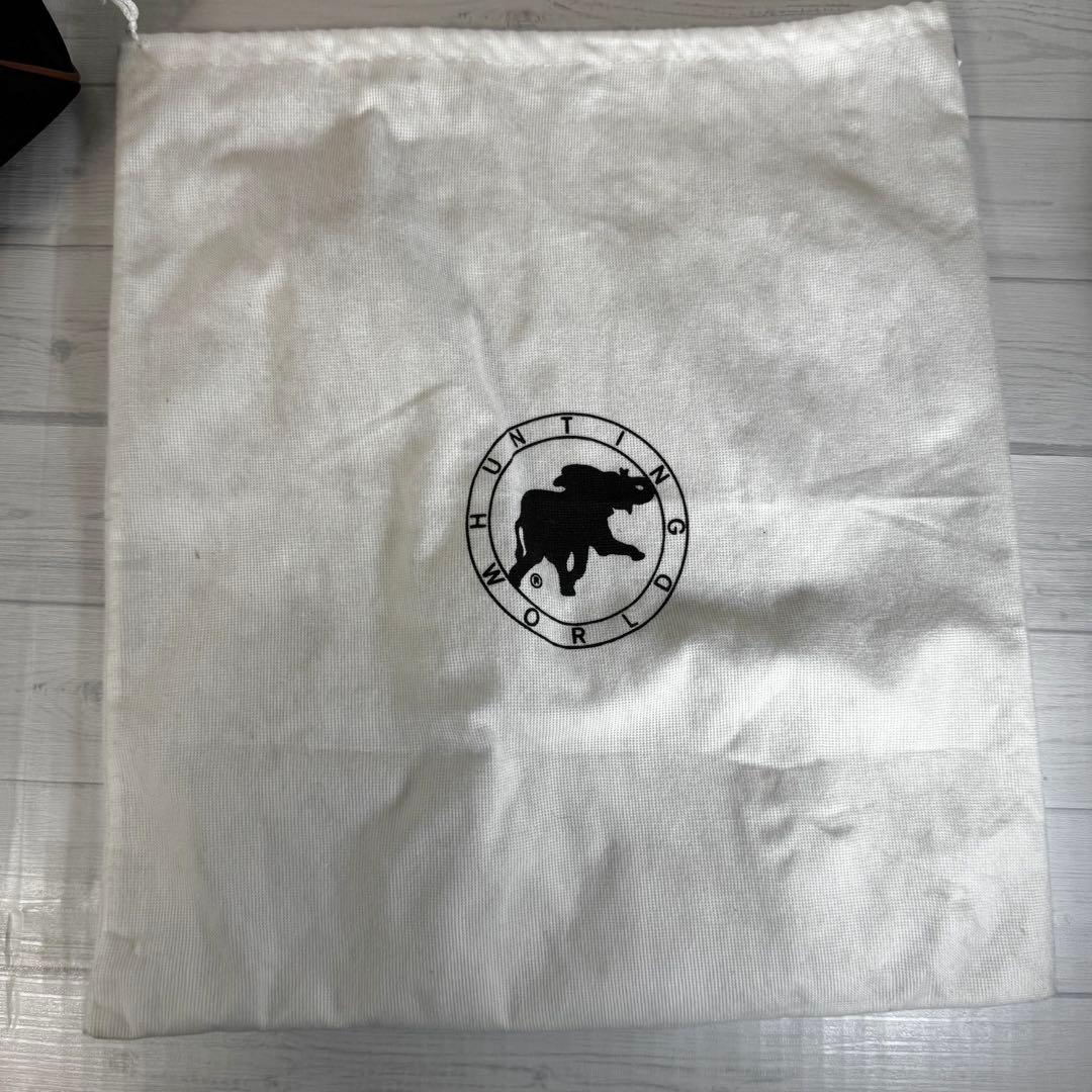 【美品】ハンティングワールド　ミニボストンバッグ　レザー　ナイロン　ロゴ　黒