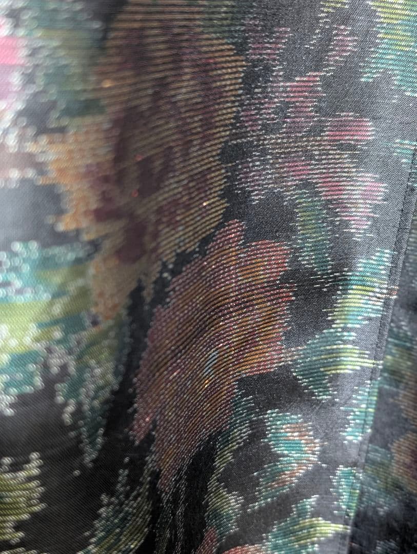 着物リメイク　やや難あり　大島紬ショールカラージレワンピース　L〜XL