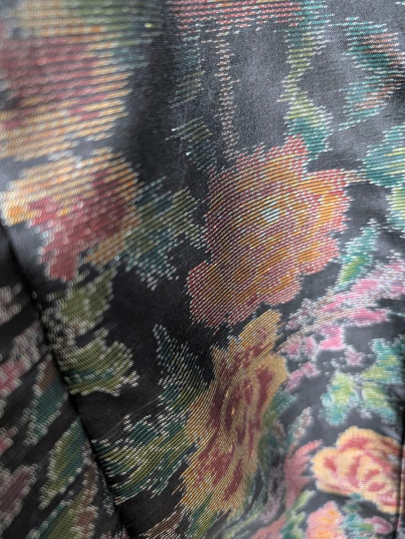 着物リメイク　やや難あり　大島紬ショールカラージレワンピース　L〜XL