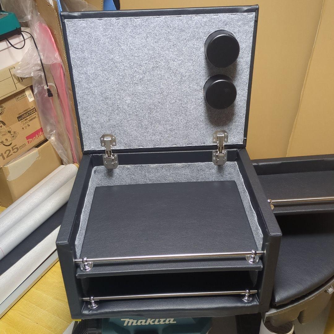 【ヤマ】コンソールBOX棚2点セット【ブラックレザー】