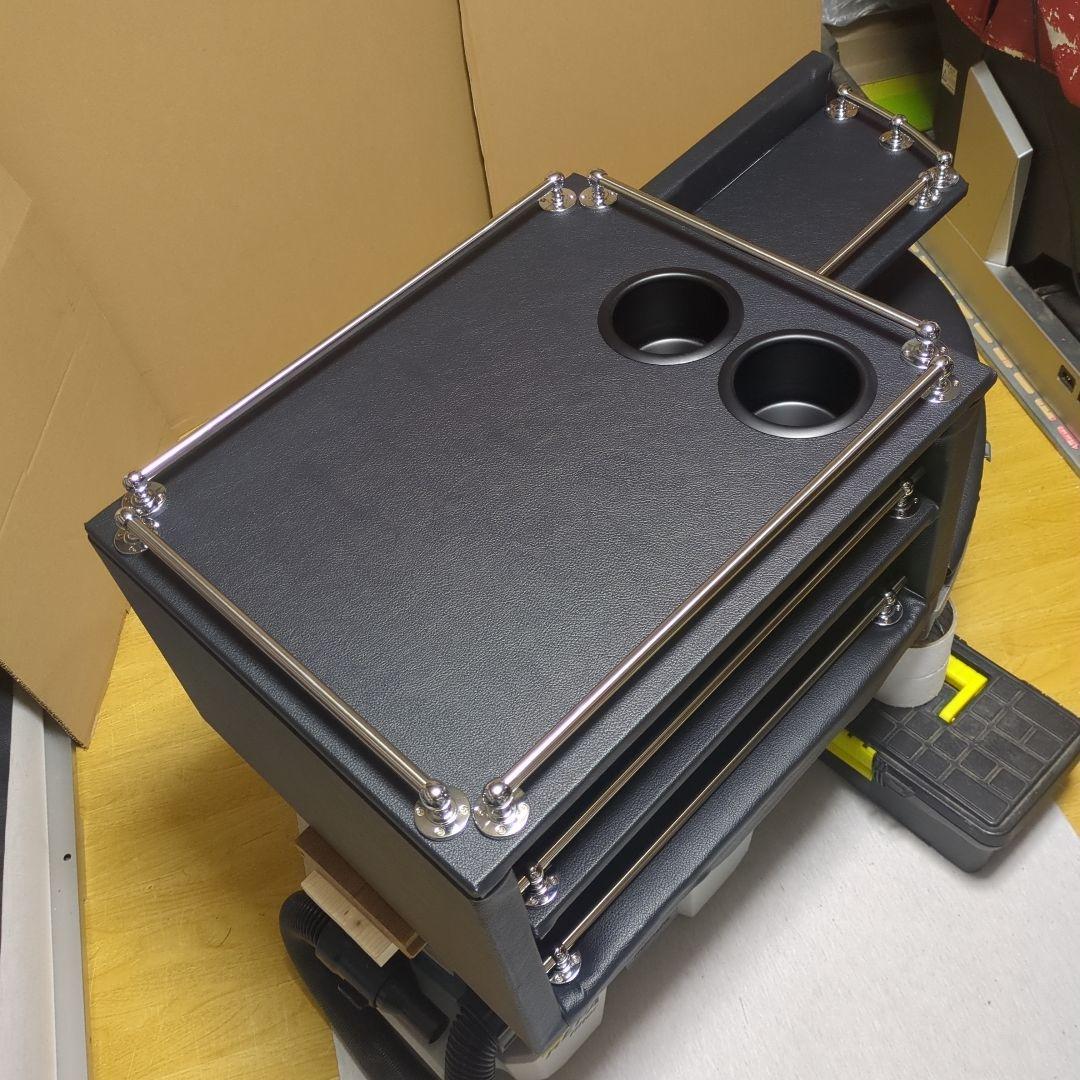 【ヤマ】コンソールBOX棚2点セット【ブラックレザー】