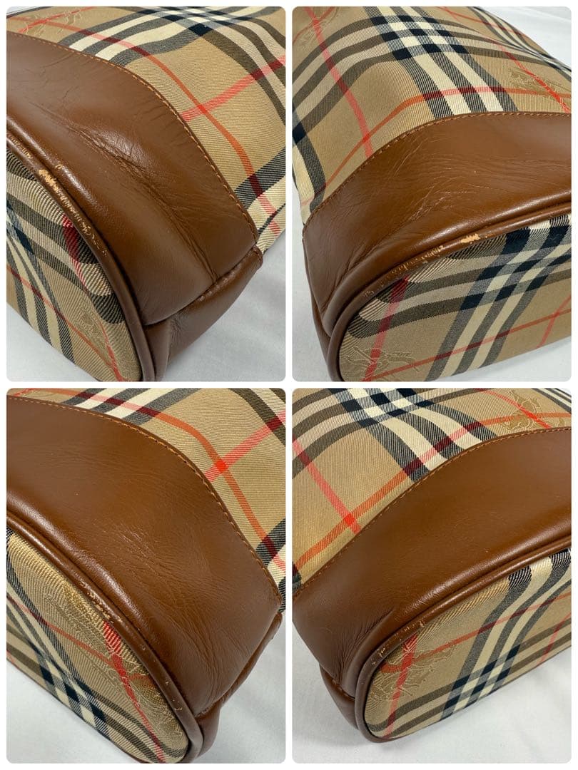 【美品】バーバリー　シャドーホース　ノバチェック　ワンショルダー　月桂冠　レザー